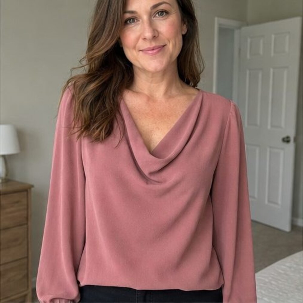 Rust Button Blouse - Picture 2 of 6